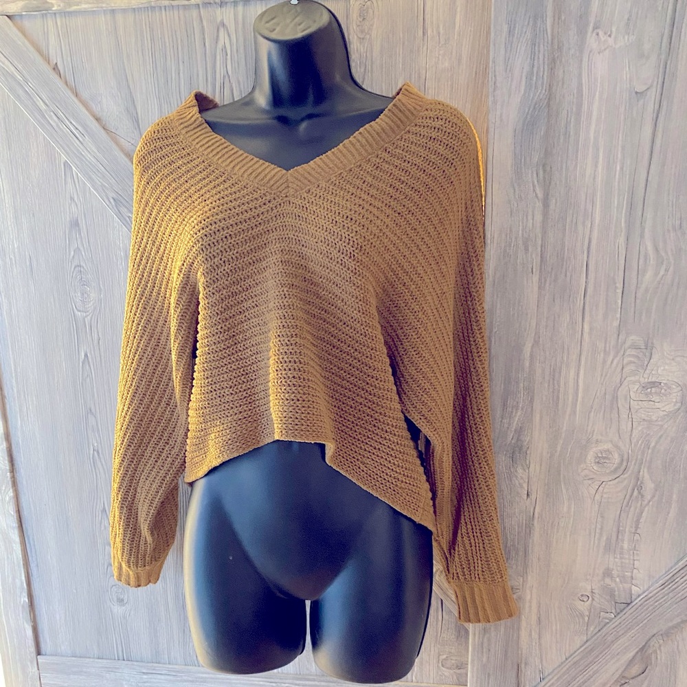 AE Chenille V neck cropped sweater. Size small.